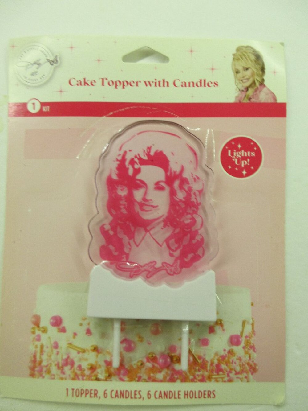 Dolly Parton Cake Topper Lights Up -Tested and Working NO Candles/Candleholders